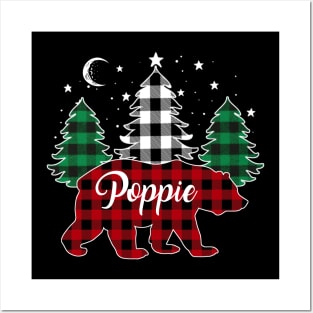 Poppie Bear Buffalo Red Plaid Matching Family Christmas Posters and Art